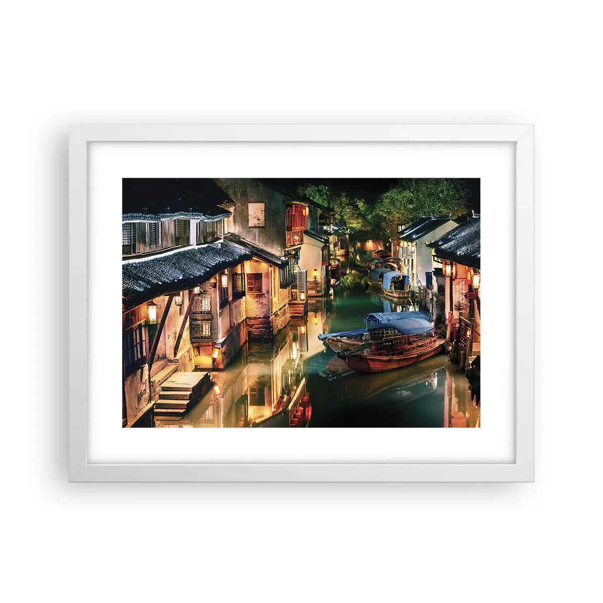 Poster in white frmae - Evening on a Chinese Street - 40x30 cm