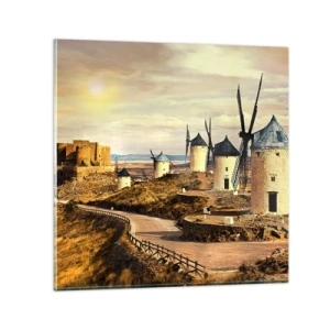 Glass picture - Don Quixote Is Coming - 60x60 cm