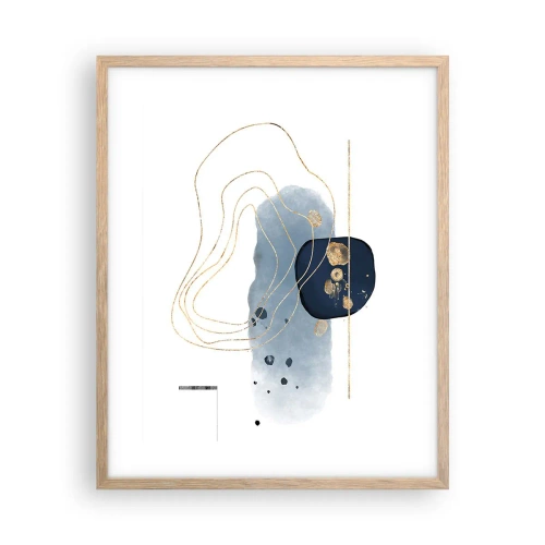 Poster in light oak frame - Blue and Gold Fantasy - 40x50 cm