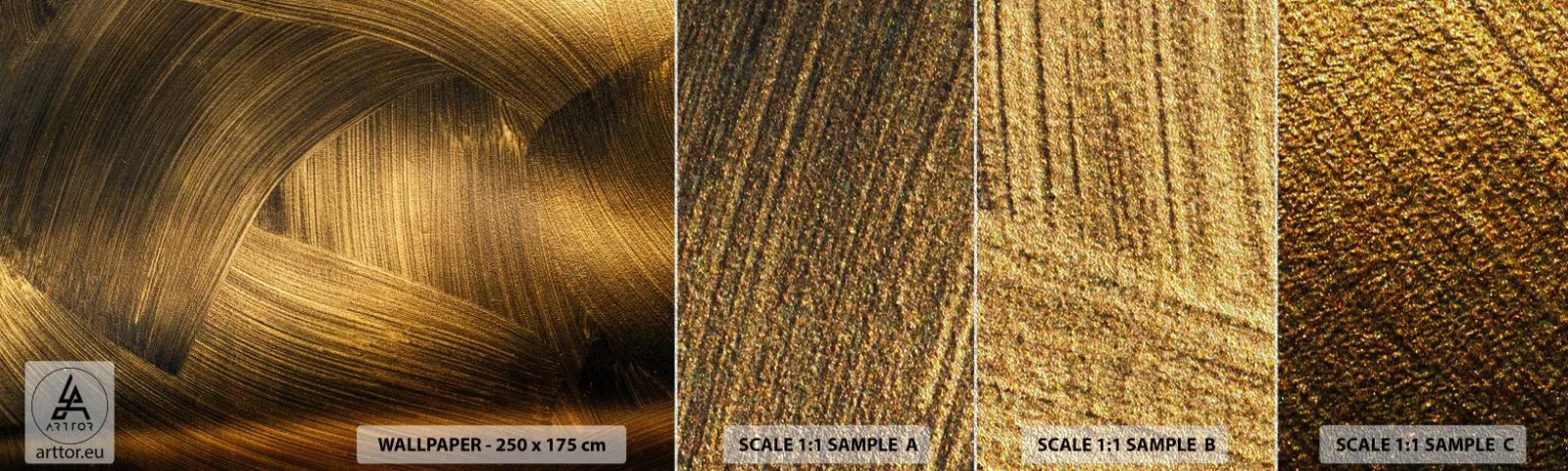 Photo Wallpaper Sample Premium Sand - In a Golden Labirynth - Abstraction, Piece, Gold - 100x30 cm