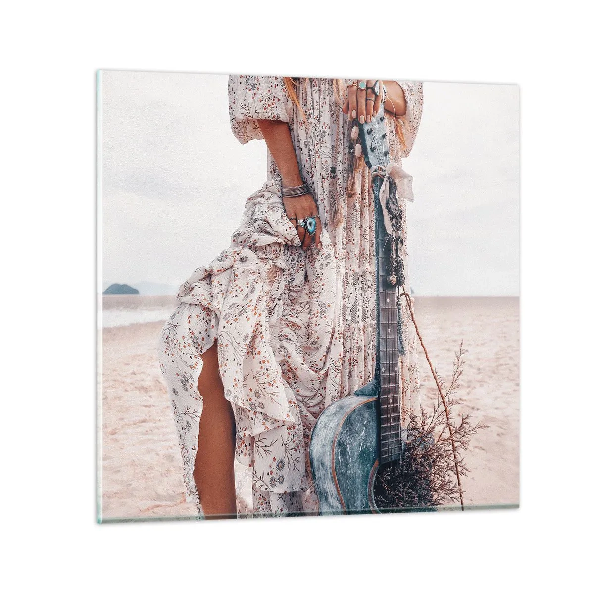 Glass picture - Flower Chidlren on their Way - 70x70 cm