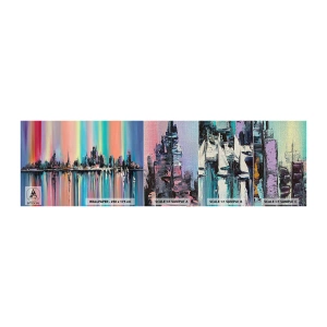 Photo Wallpaper Sample Premium Canvas - Run down with Night Lights - City, Architecture, River - 100x30 cm