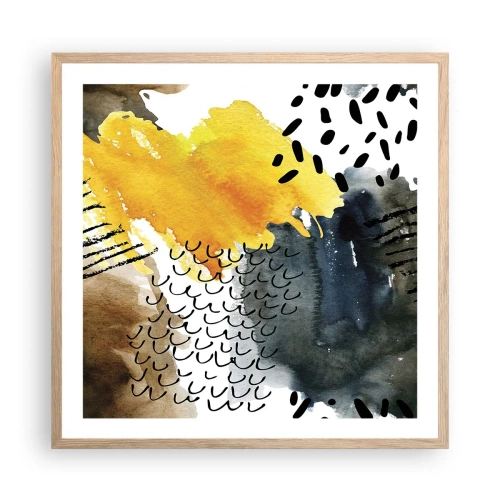 Poster in light oak frame - Meeting of Elements - 60x60 cm