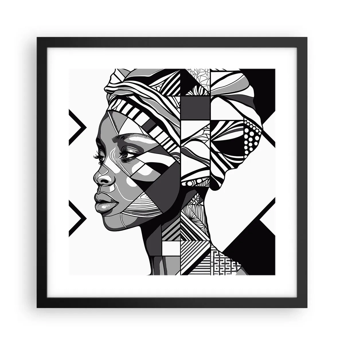 Poster in black frame - Ethnic Portrait - 40x40 cm