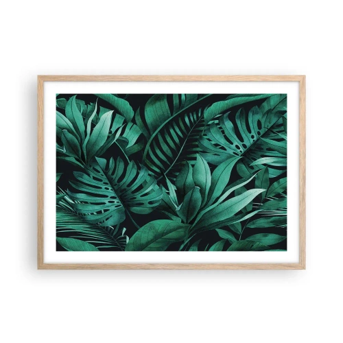Poster in light oak frame - Depth of Tropical Green - 70x50 cm
