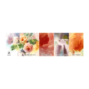 Photo Wallpaper Sample Standard Eco - Delicate Like Watercolour - Flowers, Roses, Bouquet - 100x30 cm