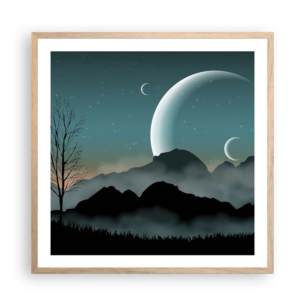Poster in light oak frame - Carnival of a Starry Night - 60x60 cm
