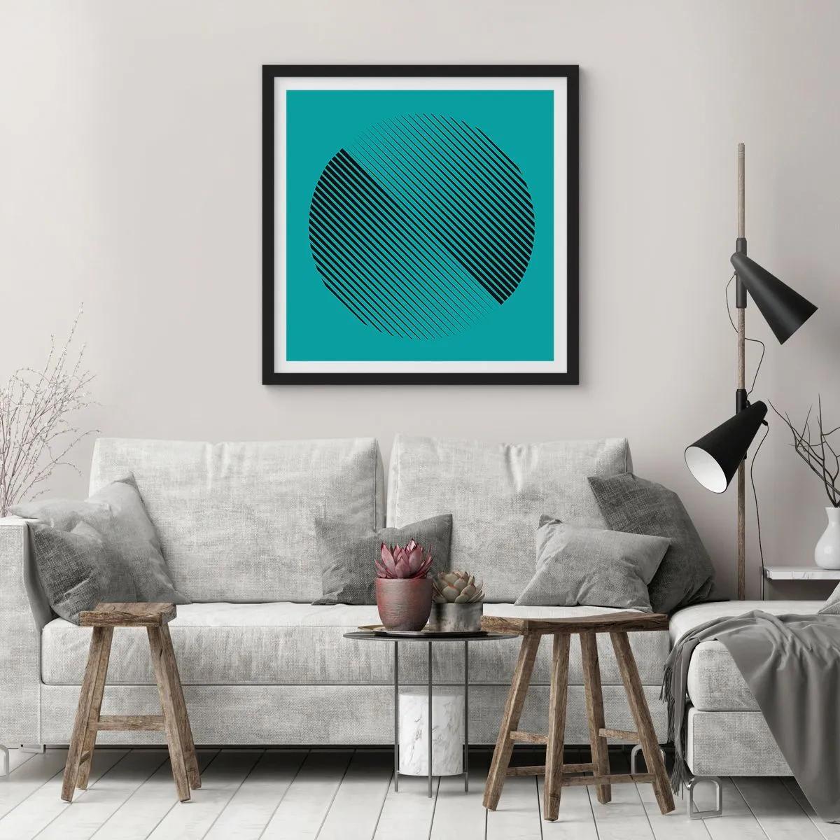 Poster in black frame - Circle - Geometrical Variation - 30x30 cm