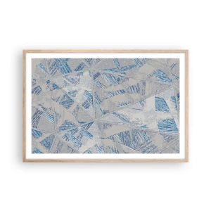 Poster in light oak frame - In Blue and Grey Maze - 91x61 cm