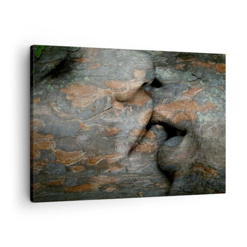 Canvas picture - An artistic motif of a face carved in rock with a natural texture effect. - 70x50cm - Forever Together - Modern wall decoration for the living room and bedroom ARTTOR