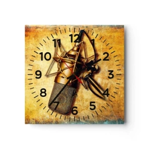 Wall clock - Clock on glass - Golden Years of the Radio - 30x30 cm