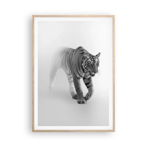 Poster in light oak frame - Crouching in Fog - 70x100 cm