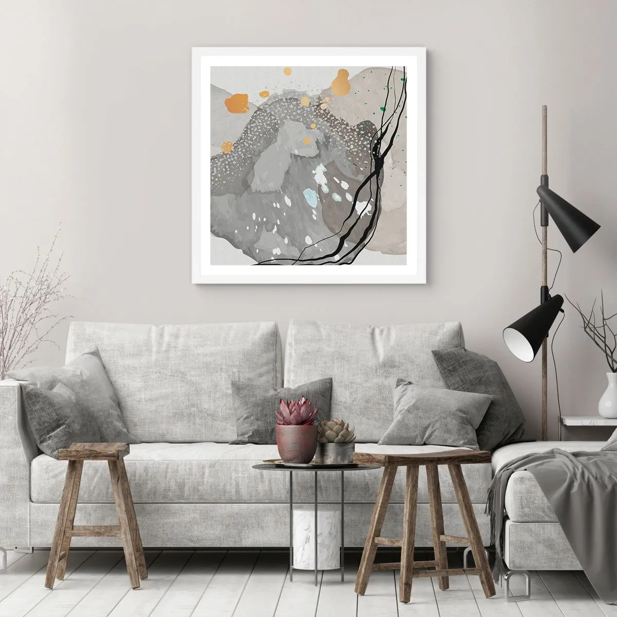 Poster in white frmae - Organic Composition  - 60x60 cm