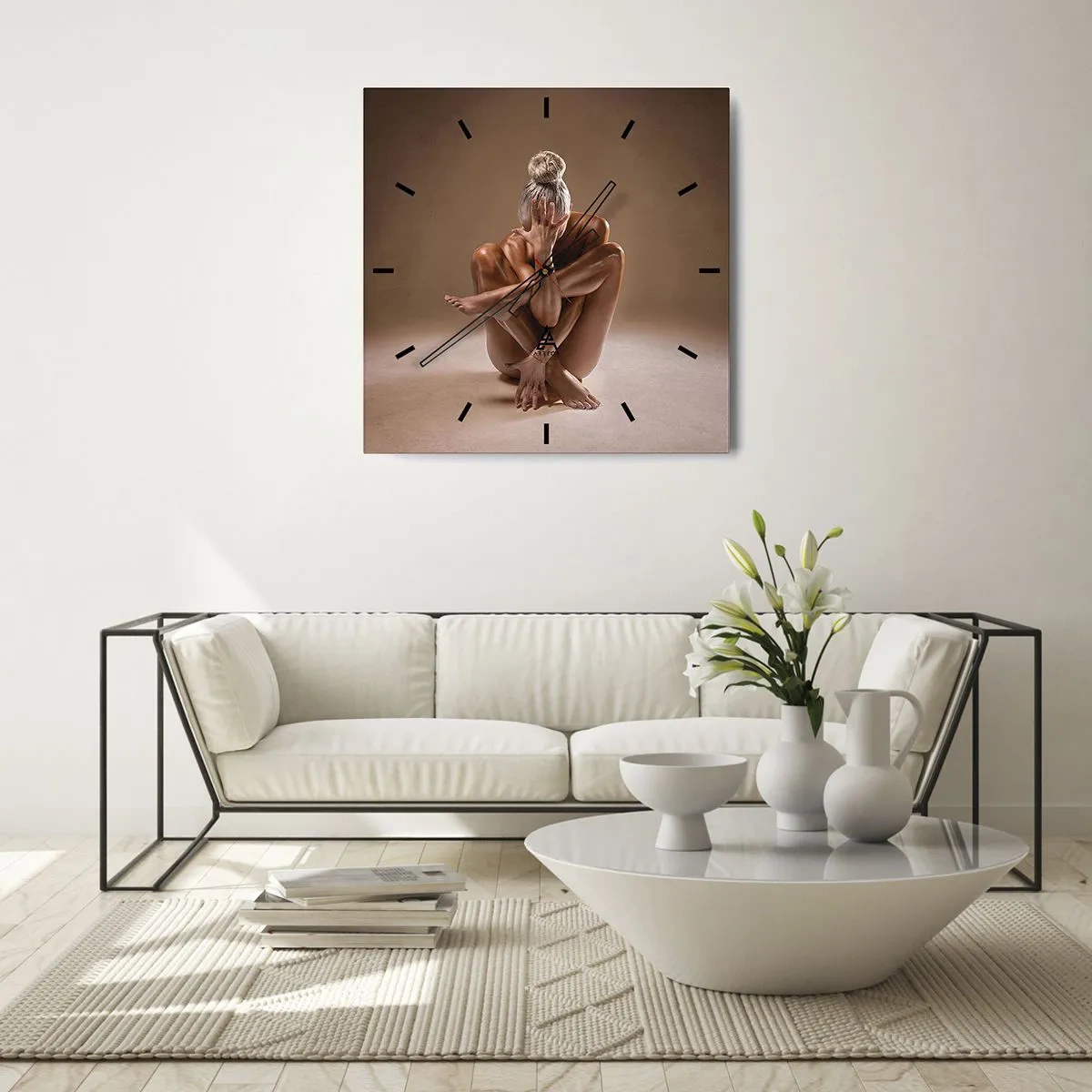 Wall clock - Clock on glass - Unity of Body and Spirit - 40x40 cm