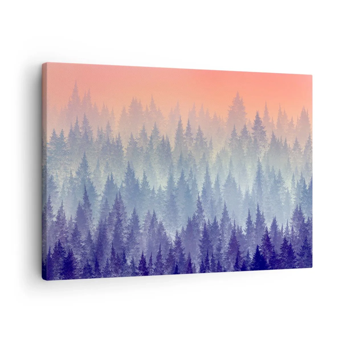 Canvas picture - A misty forest in shades of purple and orange - 70x50cm - High, Higher to the Sky - Modern wall decoration for the living room and bedroom ARTTOR