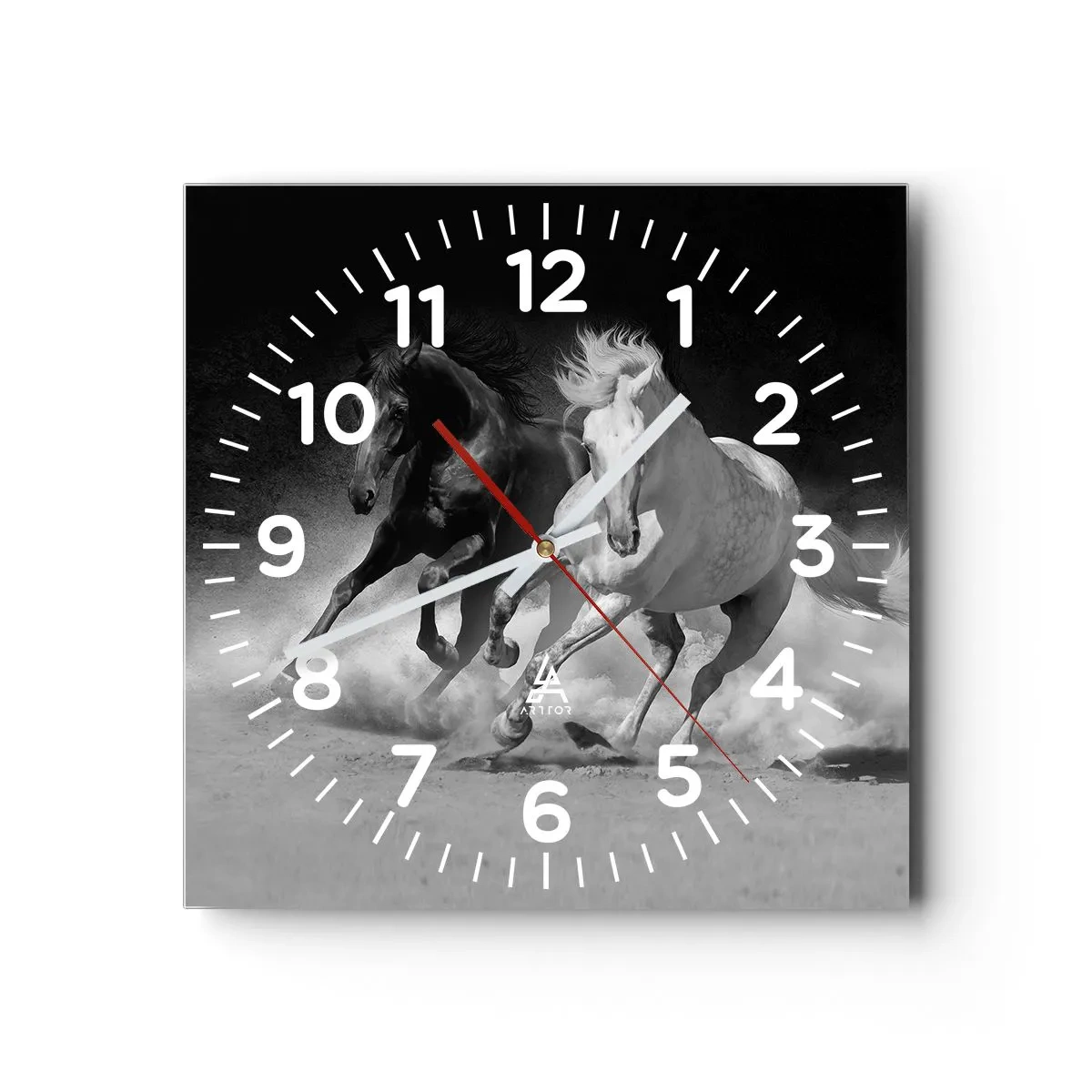 Wall clock - Clock on glass - Gallop of Freedom - 40x40 cm