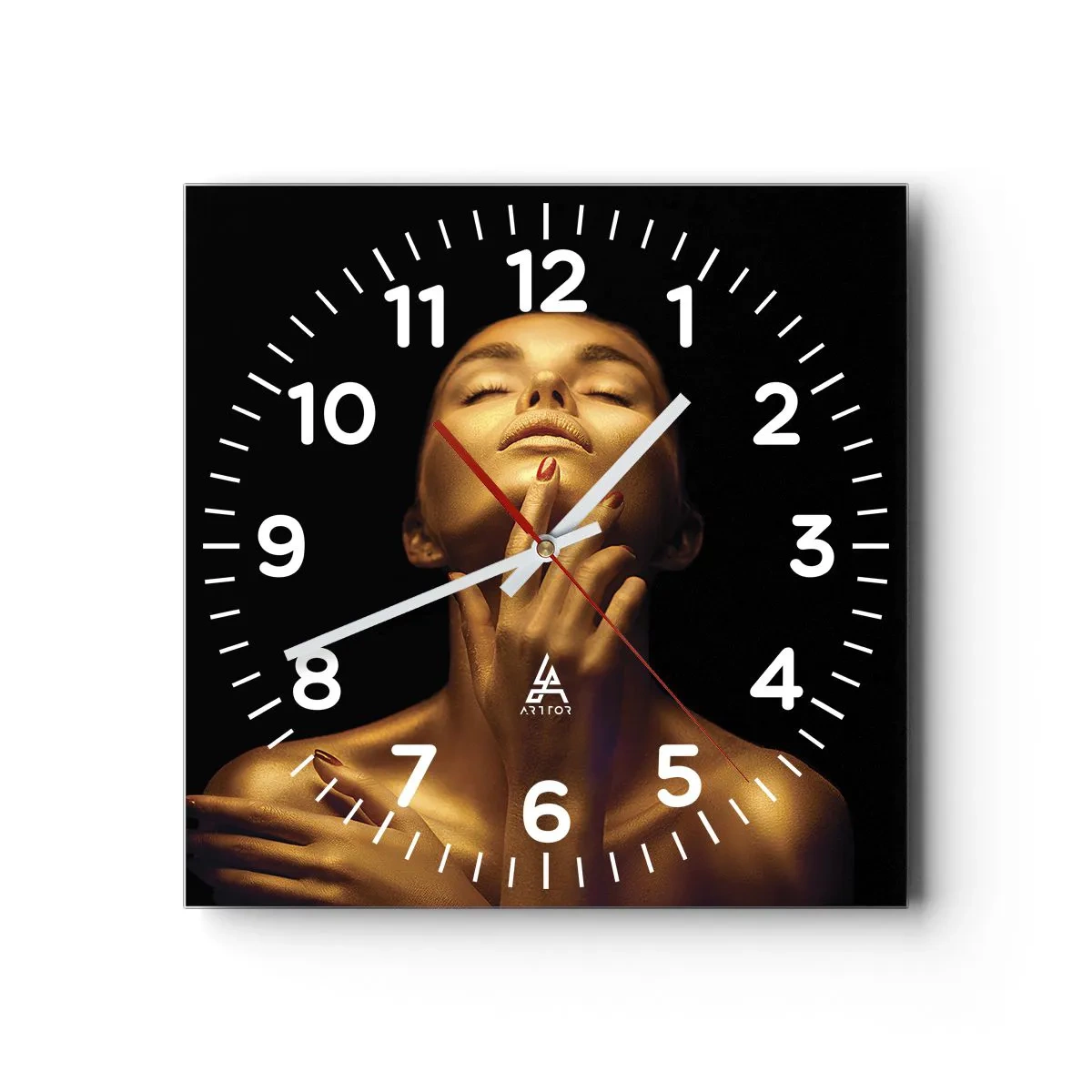 Wall clock - Clock on glass - Like Golden Silk - 30x30 cm