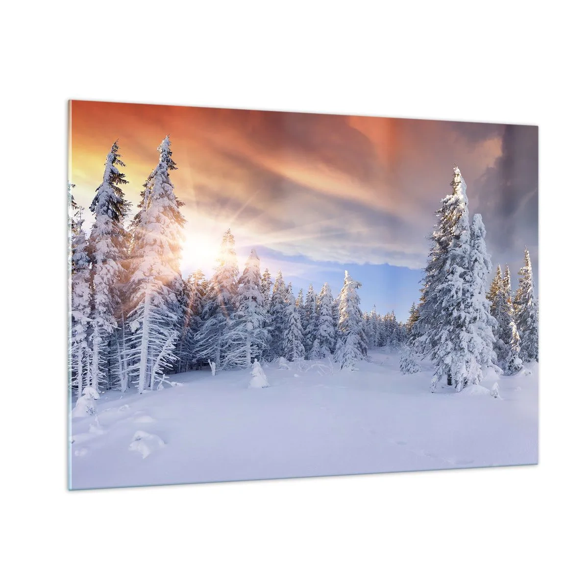 Glass picture - Snowy Spectacle of Nature - 100x70 cm