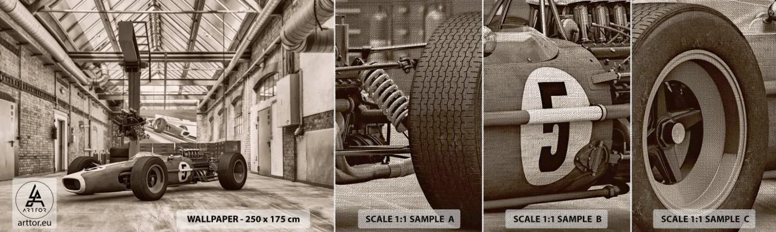 Photo Wallpaper Sample Premium Canvas - Rest of the Winner - Formula 1, Retro, Automotive - 100x30 cm