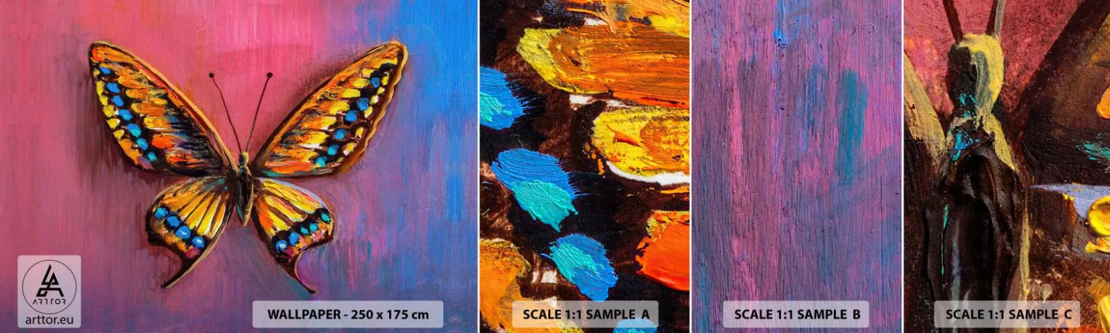 Photo Wallpaper Sample Standard Eco - Jewel of Nature - Butterfly, Piece, Painting - 100x30 cm