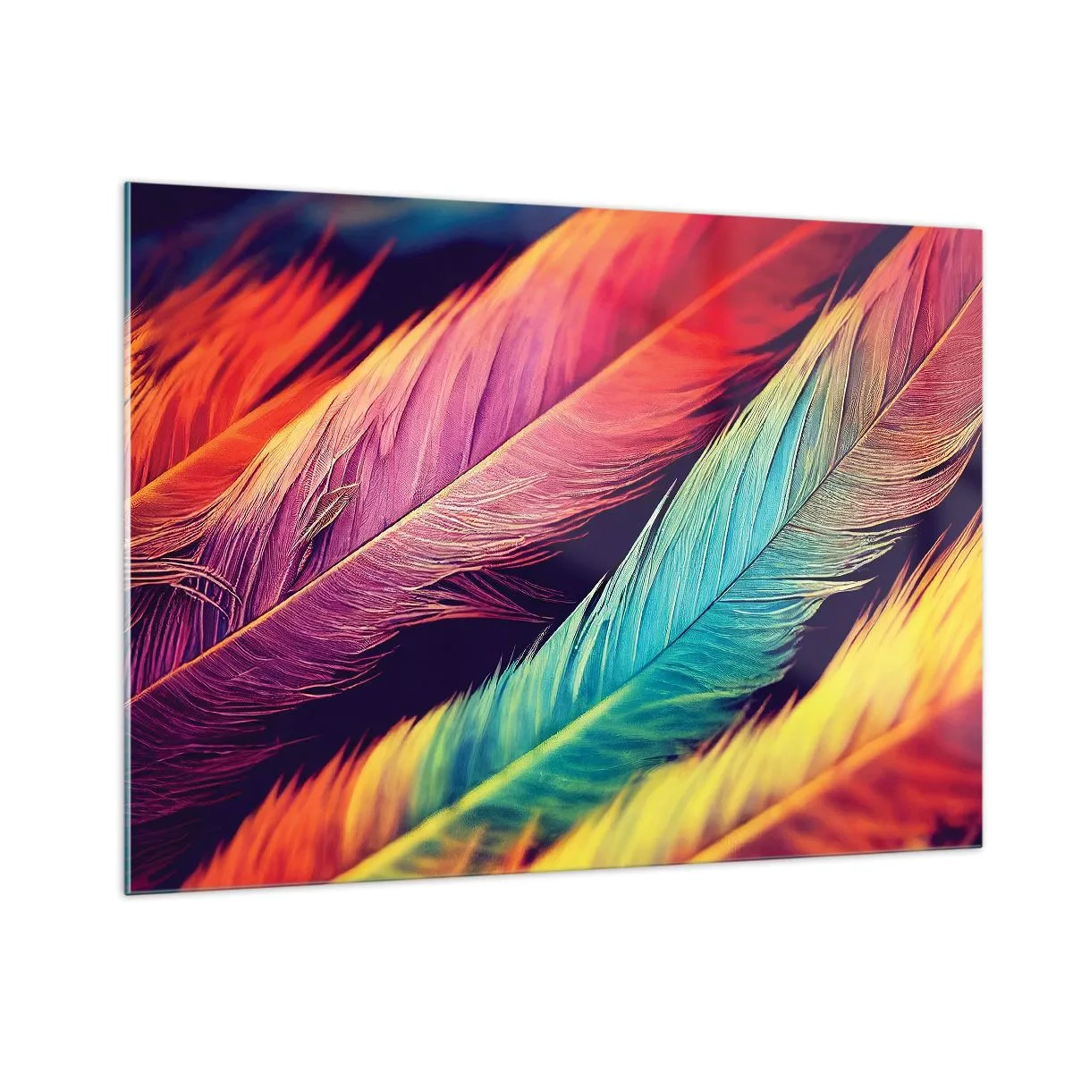 Glass picture - Feathered Rainbow - 100x70 cm
