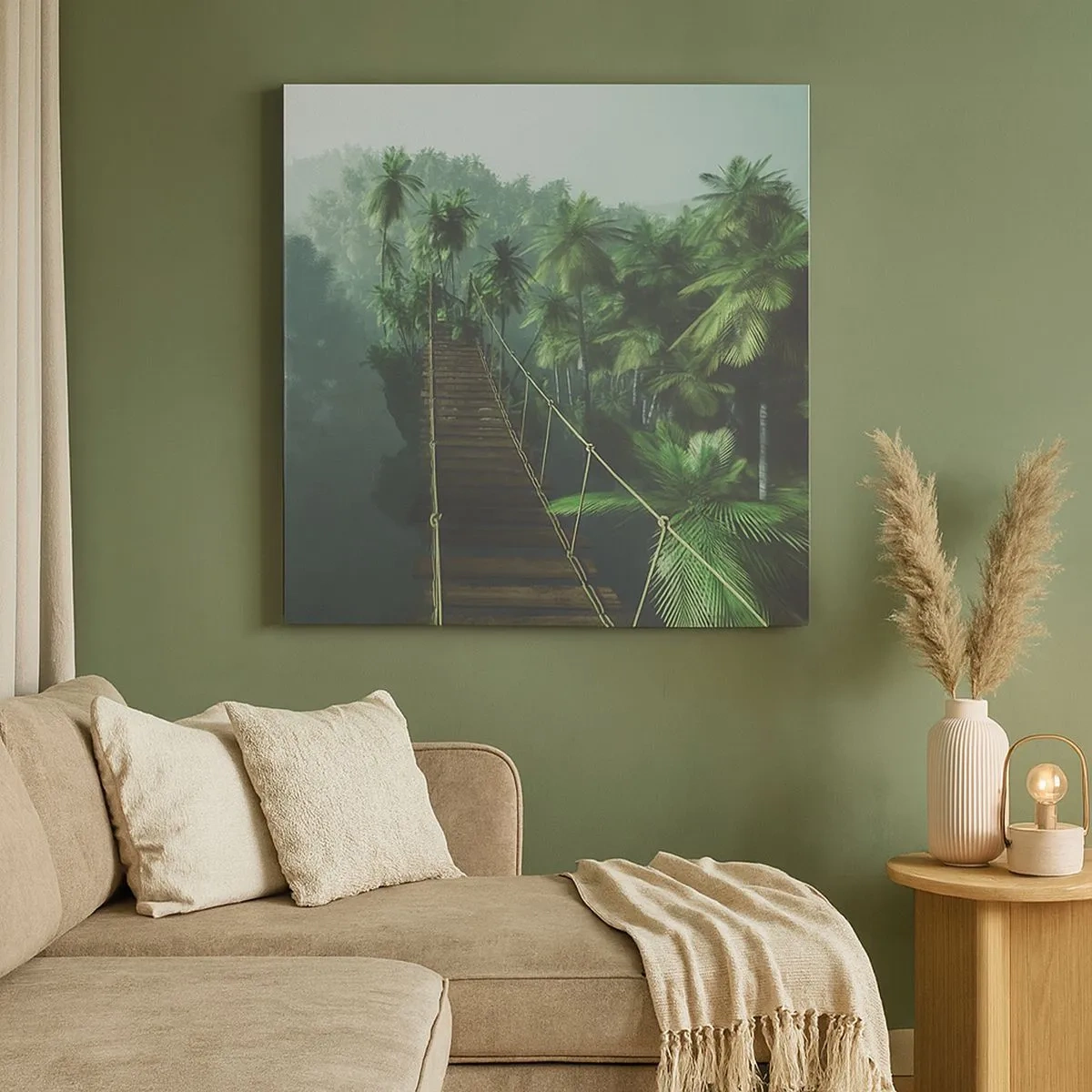 Canvas picture - Hanging Bridge in the Green - 30x30 cm