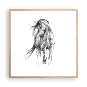 Poster in light oak frame - In a Graceful Trot - 60x60 cm