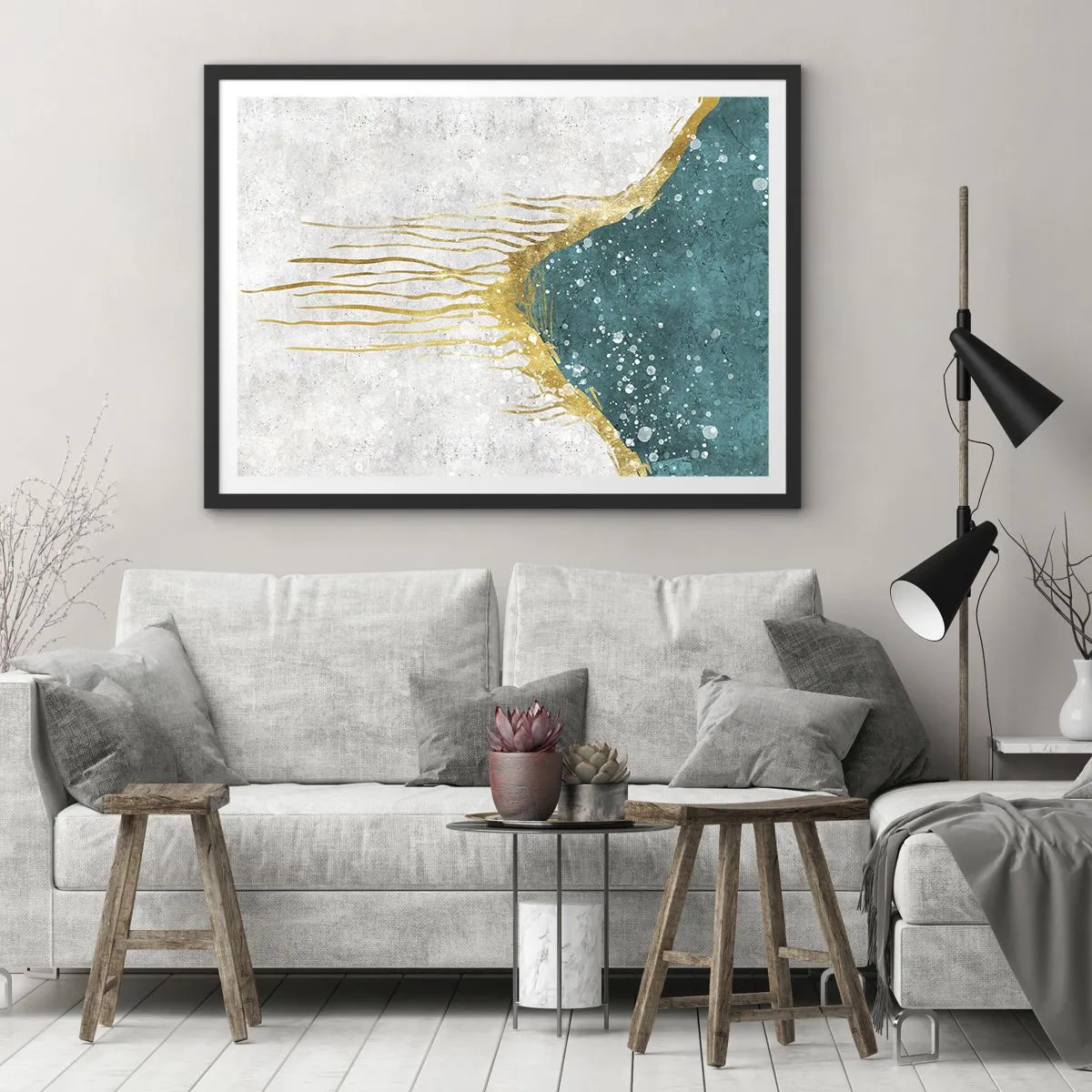 Poster in black frame - Golden Tide - 50x40 cm