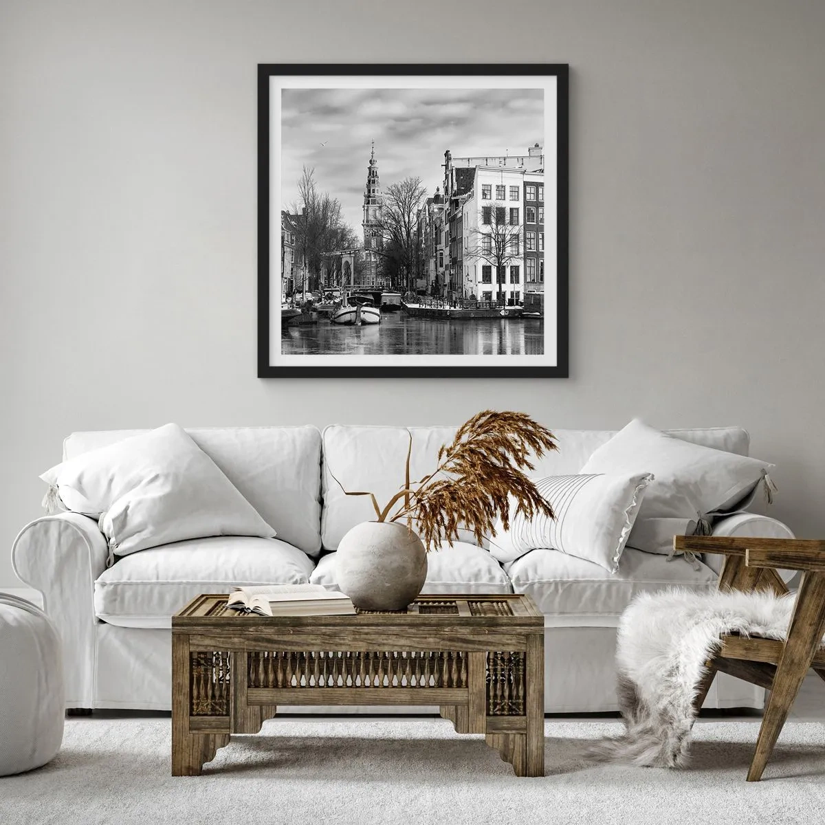 Poster in black frame - Amsterdam Atmosphere - 50x50 cm