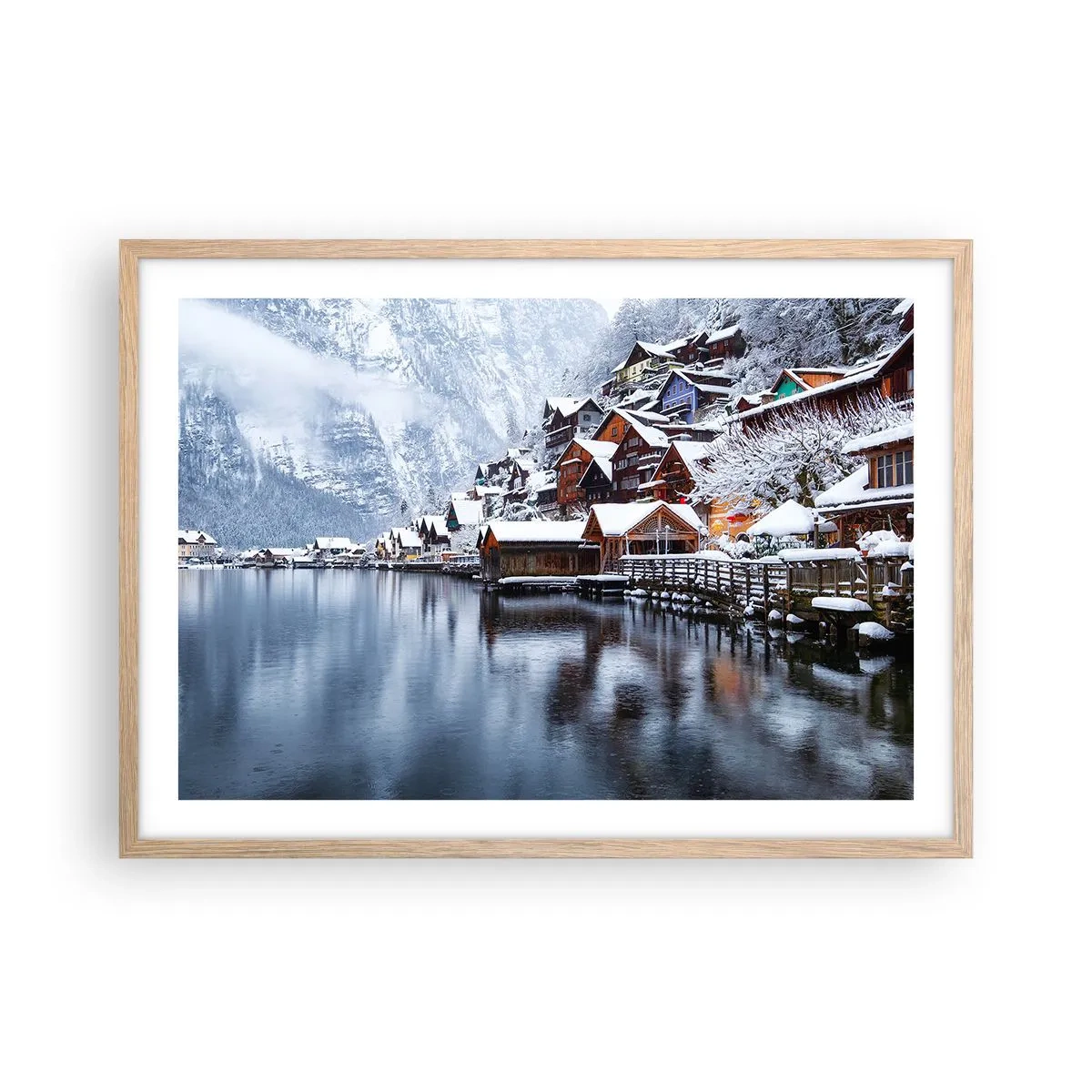 Poster in light oak frame - In Winter Decoration - 70x50 cm