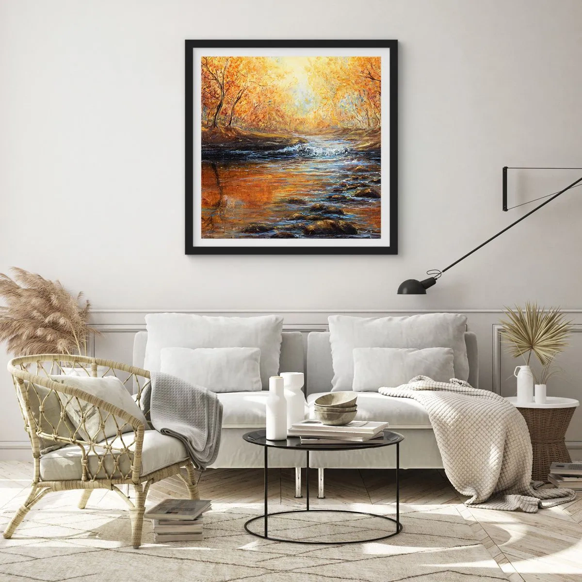 Poster in black frame - Golden Brook - 50x50 cm