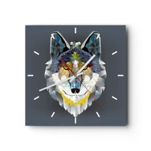 Wall clock - Clock on glass - Speaking of the Wolf - 30x30 cm
