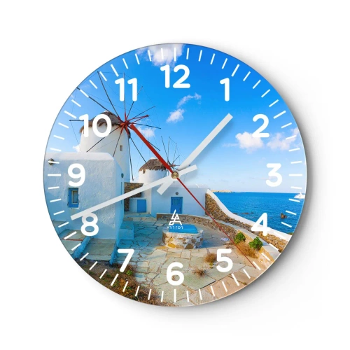 Wall clock - Clock on glass - Blue Wind from the Sea - 30x30 cm