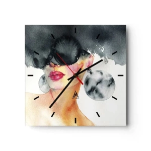 Wall clock - Clock on glass - Secret of Elegance - 40x40 cm