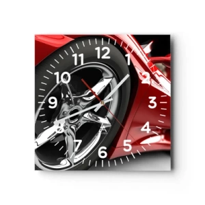 Wall clock - Clock on glass - Born to Be Fast - 30x30 cm