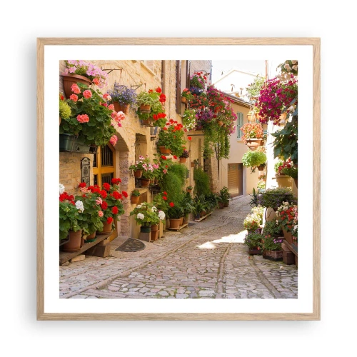 Poster in light oak frame - Flood of Flowers - 60x60 cm