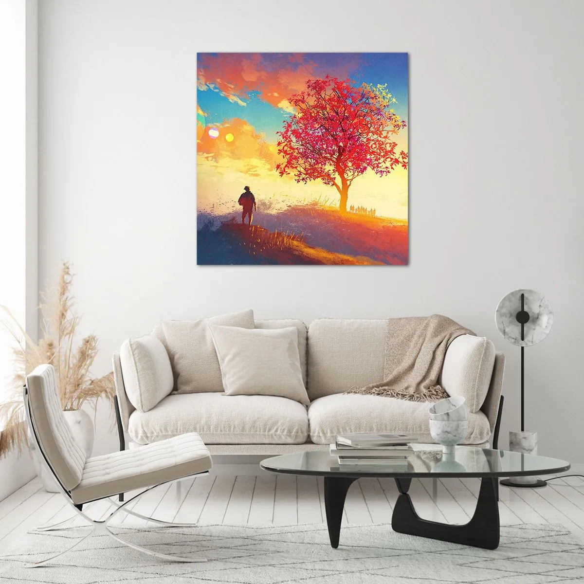 Glass picture - Pilgrim at Its Goal - 40x40 cm