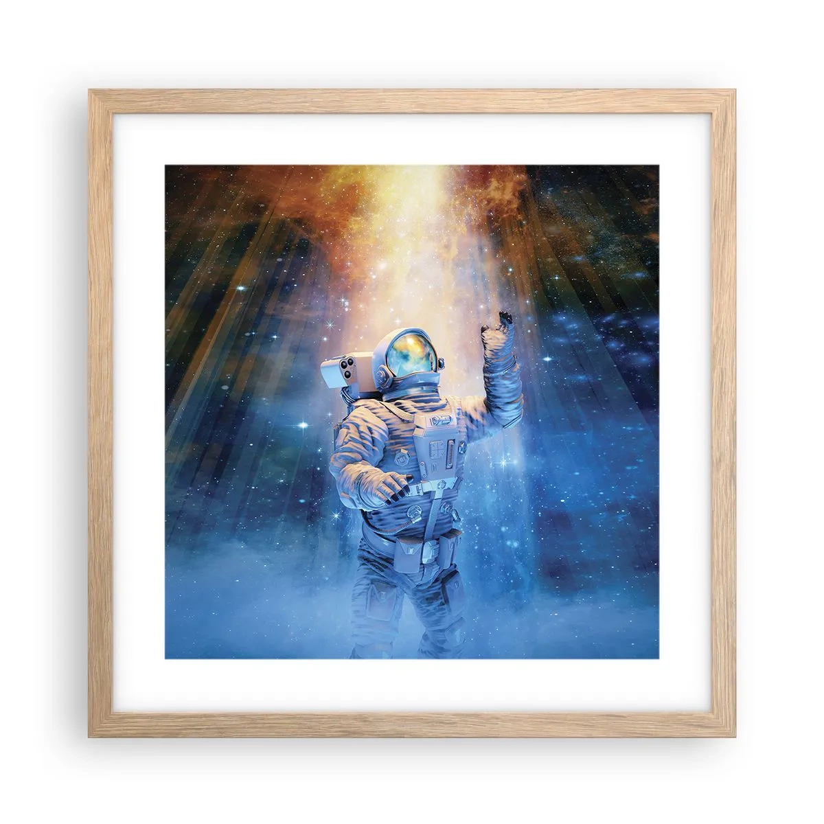 Poster in light oak frame - Finally at the Destination - 40x40 cm