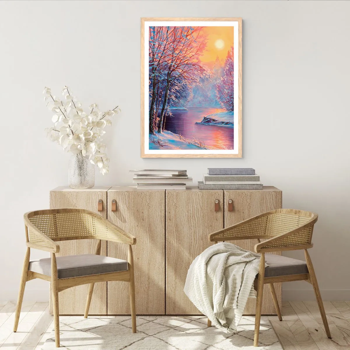 Poster in light oak frame - Colours of Winter - 50x70 cm