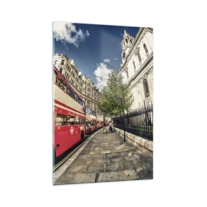 Glass picture - London Street in Grey and Red - 80x120 cm