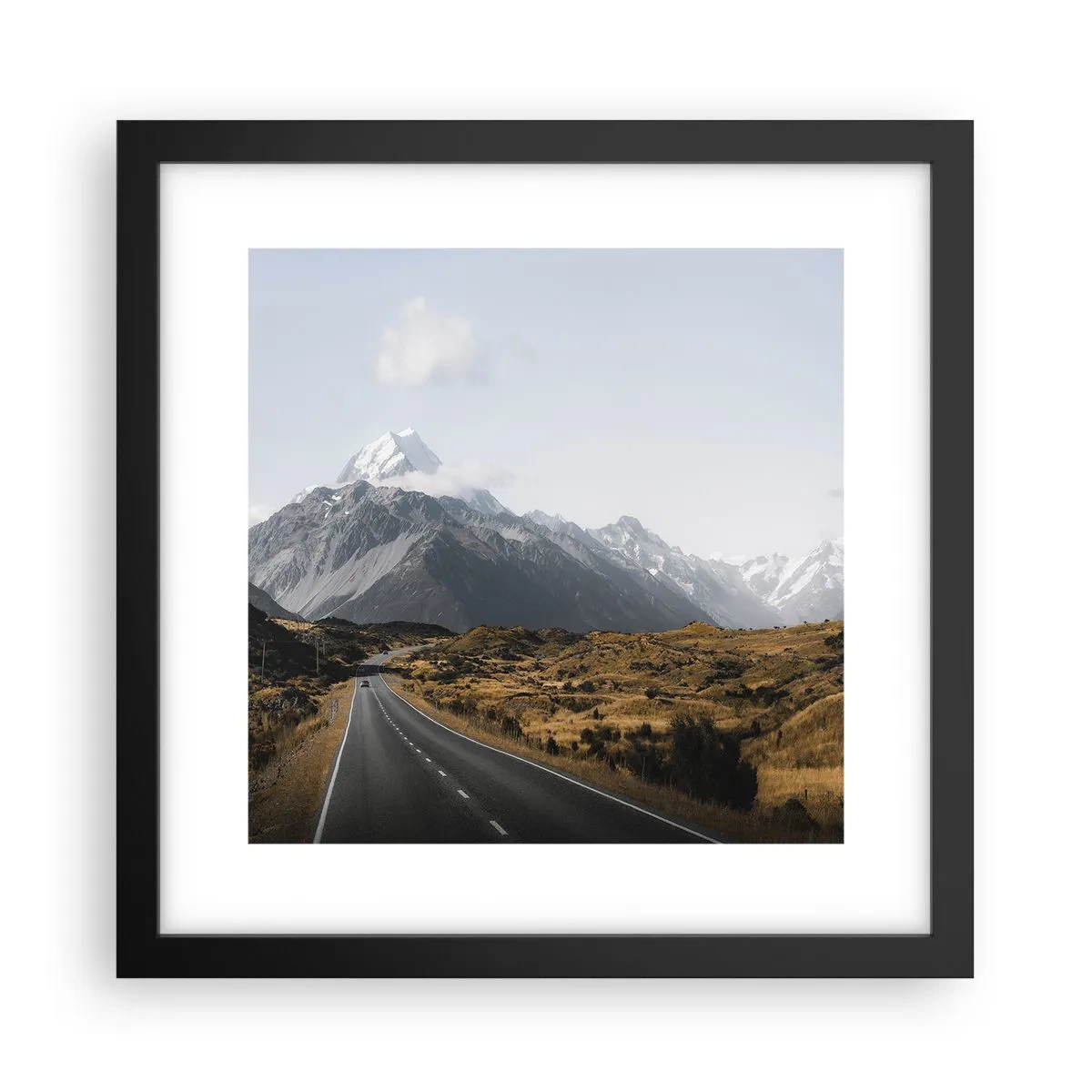 Poster in black frame - Road to the Heart of the Mountains - 30x30 cm