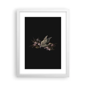 Poster in white frmae - Exotic, Embroidered Bird - 30x40 cm