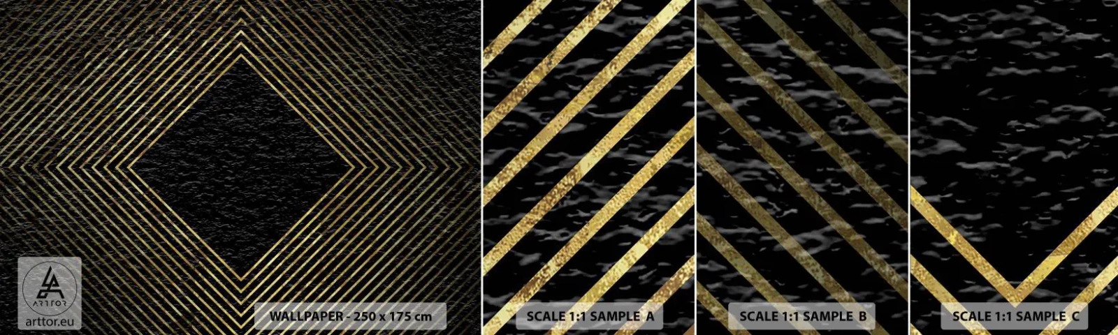 Photo Wallpaper Sample Self-Adhesive Deluxe Sticker - Geometry Glamour Style - Art Deco, Modern, Glamour - 100x30 cm