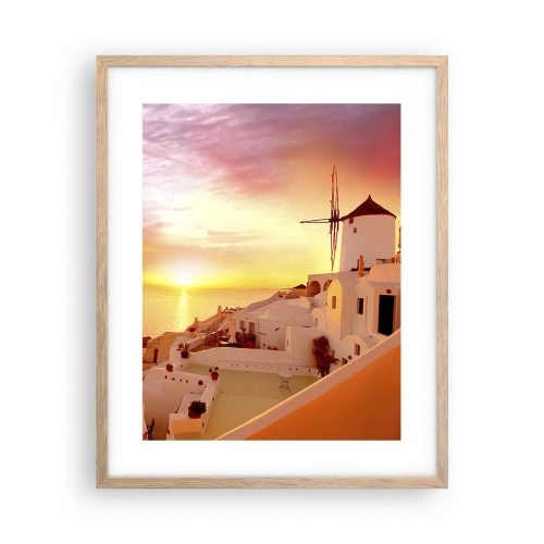 Poster in light oak frame - Melting in White and Gold - 40x50 cm