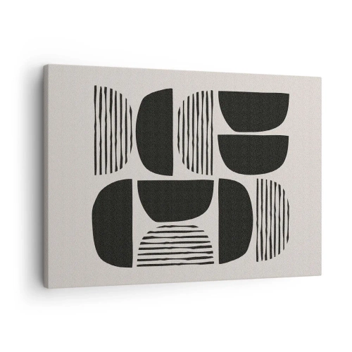 Canvas picture - Geometry with semicircles and lines in black on a light background - 70x50cm - Half-Systems - Modern wall decoration for the living room and bedroom ARTTOR