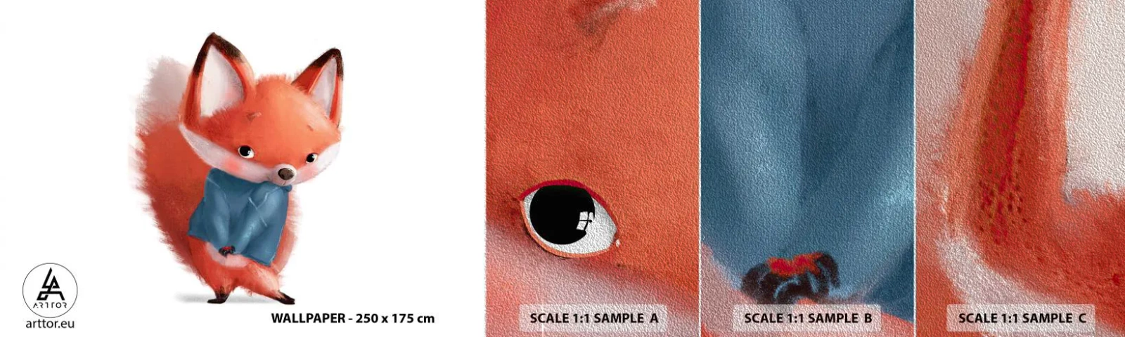 Photo Wallpaper Sample Premium Sand - Do I Look Good in It? - For children, Fox, Fairy tale - 100x30 cm