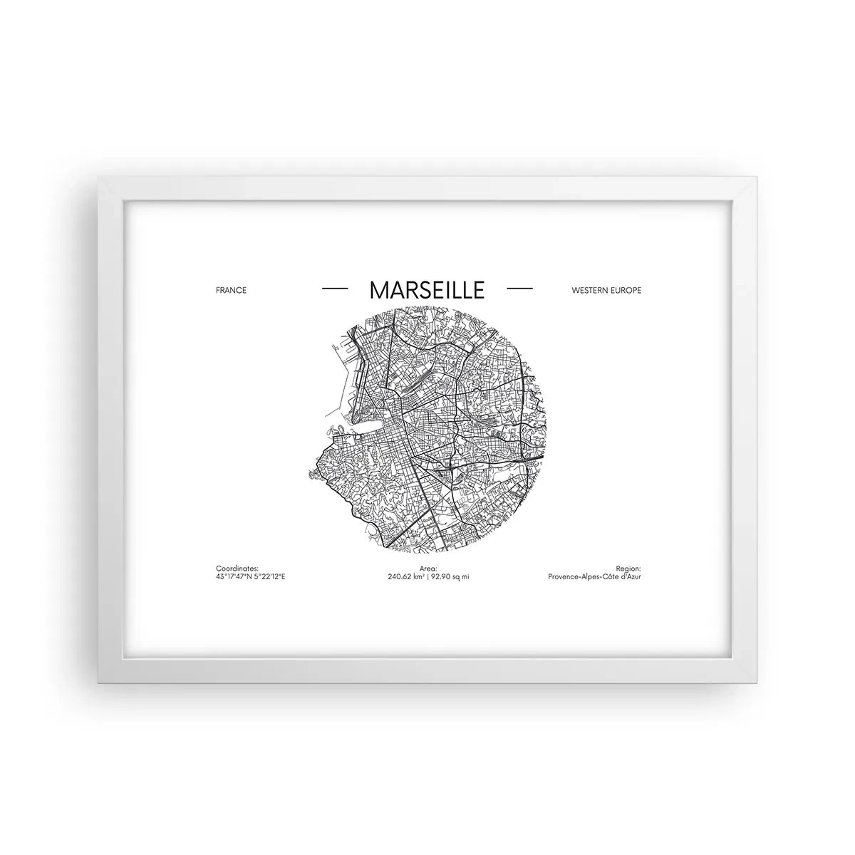 Poster in white frmae - Anatomy of Marseille - 40x30 cm
