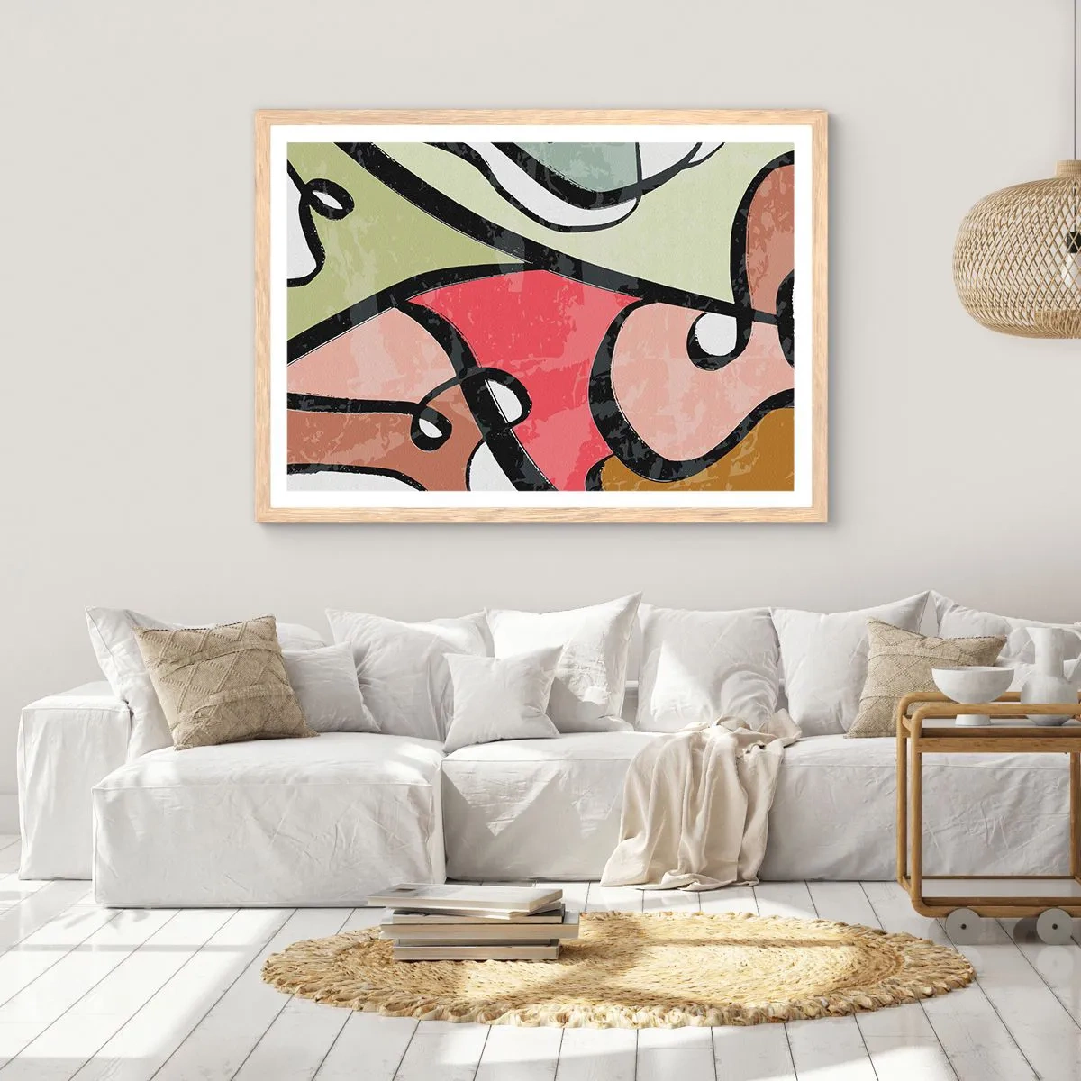 Poster in light oak frame - Pirouettes Among Colours - 91x61 cm