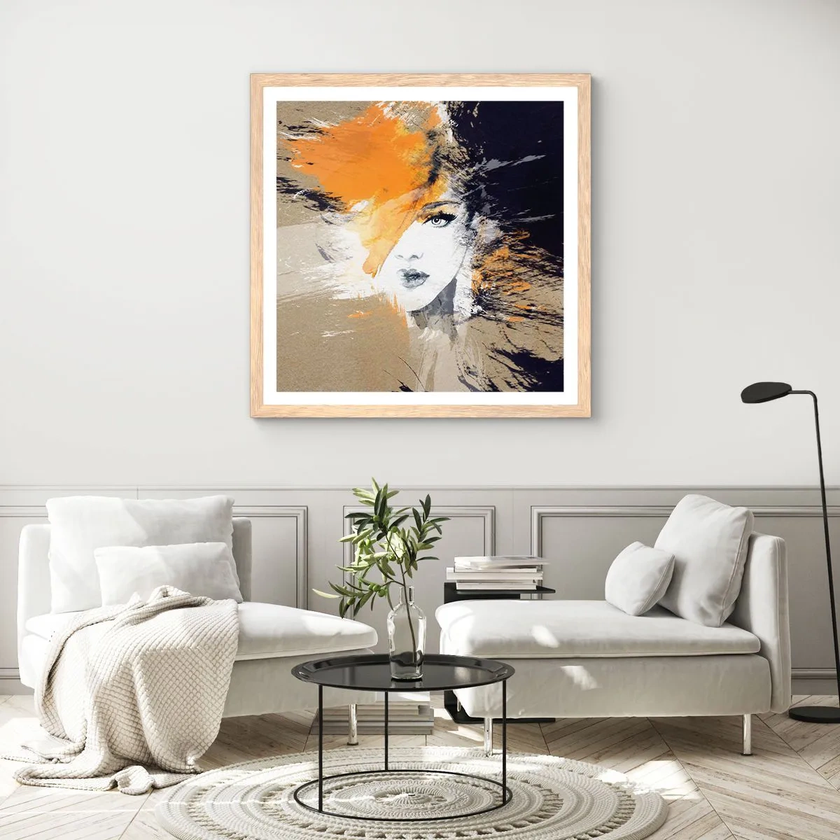 Poster in light oak frame - And There Was Light - 30x30 cm