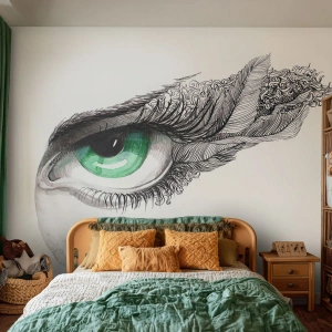 Photo Wallpaper Premium Sand - Beautiful and Ready to Attack - Abstraction, Graphics, Eye - 100x70 cm
